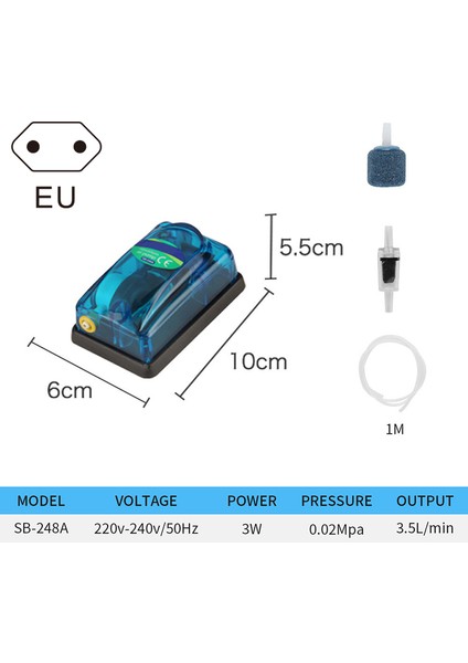 Ab 248A Stili Akvaryum Balık Oksijen Hava Pompası Tek Çift Çıkışlı Şeffaf Sessiz Kaymaz Ayak SB-348A SB-248A Clh@8 (Yurt Dışından)