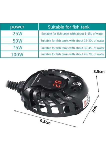 50W Tarzı Au Fişi 220V Akvaryum Isıtıcı Mini Elektrikli Isıtma Çubukları Dijital Sıcaklık Kontrol Cihazı Balık Tankı Kaplumbağa Tankı Isıtıcı 25W 50W 75W 100W (Yurt Dışından) indirimleri