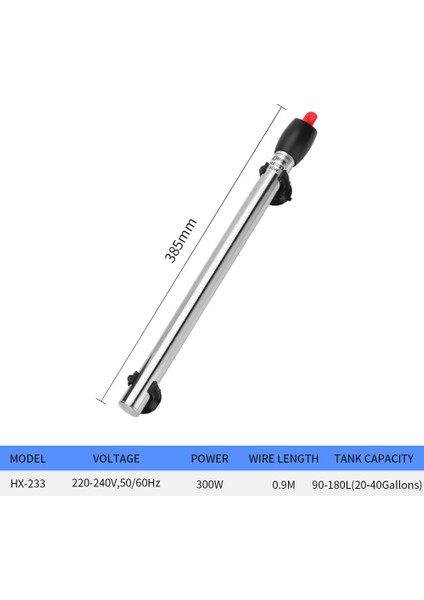 HX233-300W Stili Ab Fişi Paslanmaz Çelik Akvaryum Isıtıcı Ayarlanabilir Daldırma Termostat Isıtma Çubuğu Balık Tankı Için (Yurt Dışından)