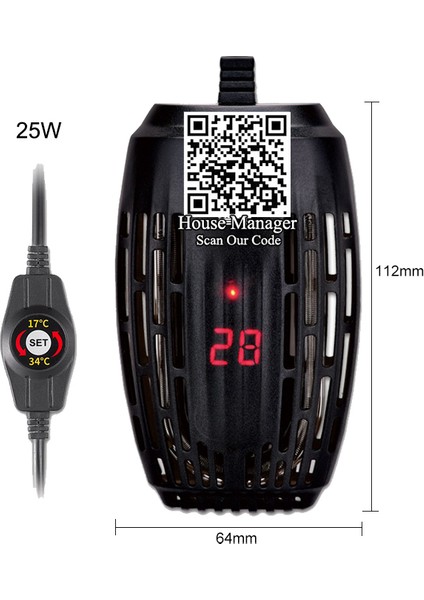 25W Tarzı Ab Fiş Adaptörü 220V Ayarlanabilir Sıcaklık Termostat Isıtıcı Çubuk 25W Daldırma Akvaryum Balık Kaplumbağa Tankı Su Kontrolü (Yurt Dışından)