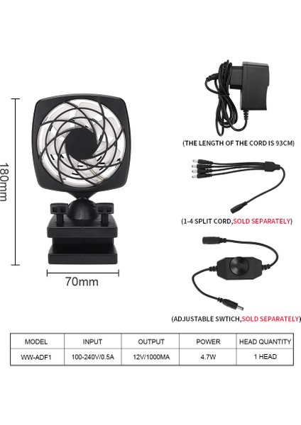 Ww-Adf1-P1 Stili Au Fiş Akvaryum Balık Tankı Kontrol Edilebilir Soğutma Akvaryum Fanı Su Soğutma Sessiz Fan Seti Aksesuarı Döner Montajlı (Yurt Dışından) fırsatları