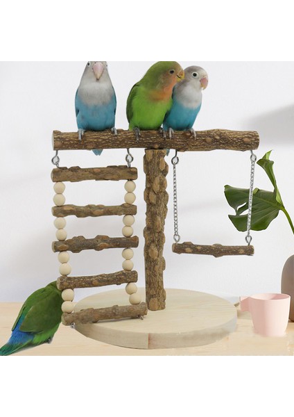 Tip2 Stili Doğal Ahşap Papağan Oyun Alanı Kuş Salıncak Tırmanma Asma Merdiven Köprü Ağaç Muhabbet Kuşu Oyun Parkı Kuş Oturma Direkleri (Yurt Dışından) fırsatları