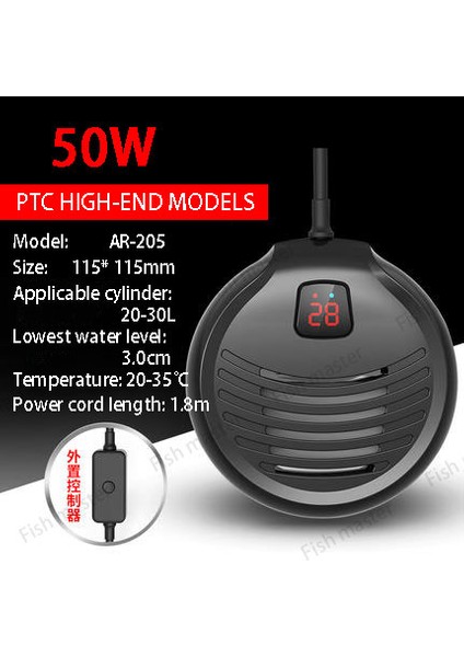 AR-205 50W Tarzı Ab Adaptör Fişi Su Isıtıcısı Kaplumbağa Isıtma Silindiri Özel Düşük Su Isıtıcı Patlama Geçirmez Dijital Ekran LED Mini Termostatlı Su Isıtıcı Çubuğu (Yurt Dışından)