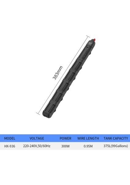 HX-906-300W Stili Au Fiş Akvaryum Isıtıcı Ayarlanabilir Otomatik Akvaryum Balık Tankı Su Sıcaklık Termostat Isıtıcı Çubuğu Koruyucu Kılıf ile (Yurt Dışından)