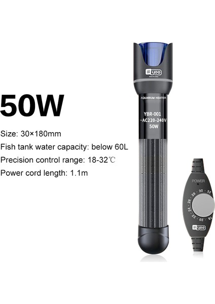 50W Tarzı Au Fişi Akvaryum Isıtıcı Balık Tankı Cam Daldırma Su Isıtma Çubuğu Sürekli Termostat Sıcaklık Kontrolü 220V 50W 100W 200W 300W (Yurt Dışından)