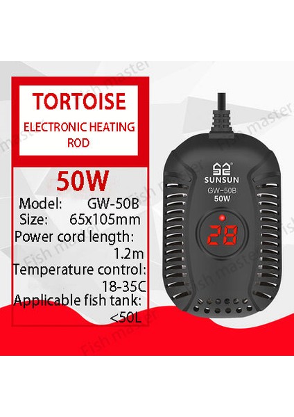 GW-50B 50W Stili Ab Adaptör Fişi Akvaryum Balık Tankı Yalıtım Çubuğu Sıcaklık Kontrol Otomatik Sabit Sıcaklık Kaplumbağa Isıtıcı Isıtma Için (Yurt Dışından)