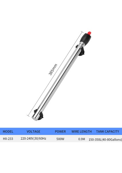 HX233-500W Stili Ab Fişi Paslanmaz Çelik Akvaryum Isıtıcı Ayarlanabilir Daldırma Termostat Isıtma Çubuğu Balık Tankı Için (Yurt Dışından)