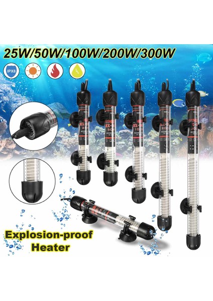 Koruyucu Kapak Stili Avrupa Fişli Akvaryum Daldırma Balık Tankı Otomatik Su Isıtıcı Sabit Sıcaklık Kontrol Isıtma Çubuğu 25W 50W 100W 200W 300W (Yurt Dışından)