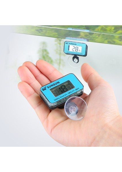 Mavi Stil Dijital Daldırma Akvaryum Termometresi Balık Tankı LCD Ekran Sıcaklık Ölçer Mini Emme Kupası ile Terraryum Sürüngen Için (Yurt Dışından)