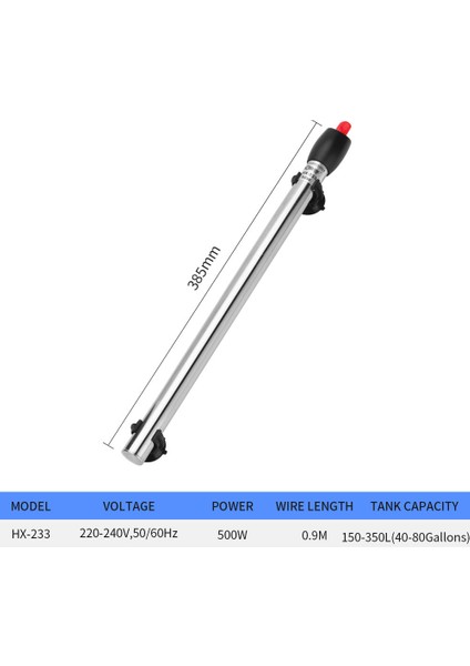 HX-233-500W Stili Au Fiş Akvaryum Isıtıcı Dalgıç Paslanmaz Çelik Ayarlanabilir Otomatik Akvaryum Balık Tankı Su Sıcaklığı Termostat Isı Kontrolü (Yurt Dışından)