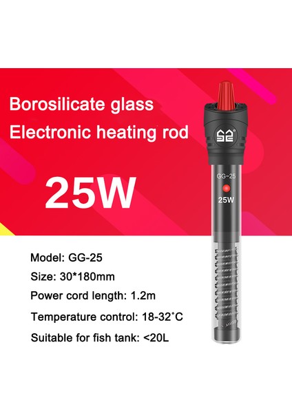 GG25W Stili Akvaryum Dijital Ayarlanabilir Su Isıtıcı Çubuğu LCD Ekran Balık Tankı Submersible Isıtıcı Kesin Sıcaklık Kontrolü (Yurt Dışından)
