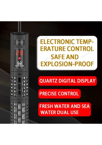 GR-100 100W Tarzı Ingiltere Adaptör Fişi Sunsun Denizsuyu Mercan Balığı Tankı Isıtma Çubuğu - Tuzlu Su Cam Isıtma Çubuğu - Dijital Ekranlı Akvaryum Isıtma Çubuğu Isıtıcı (Yurt Dışından)