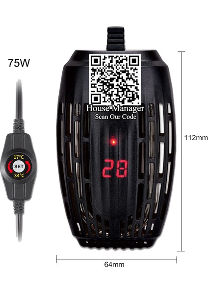 75W Tarzı Au Fiş Adaptörü 220V Ayarlanabilir Sıcaklık Termostat Isıtıcı Çubuk 25W Daldırma Akvaryum Balık Kaplumbağa Tankı Su Kontrolü (Yurt Dışından)