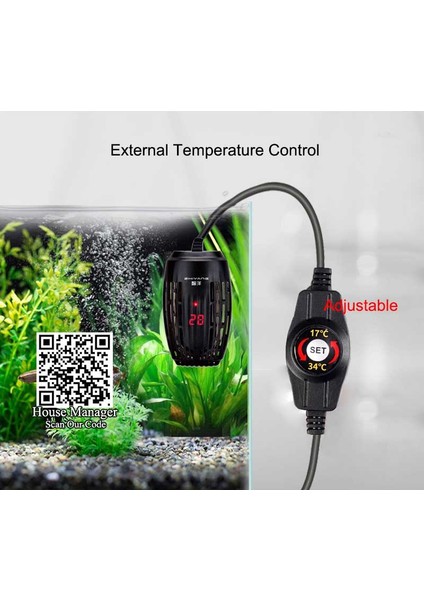 75W Tarzı Au Fiş Adaptörü 220V Ayarlanabilir Sıcaklık Termostat Isıtıcı Çubuk 25W Daldırma Akvaryum Balık Kaplumbağa Tankı Su Kontrolü (Yurt Dışından) modelleri