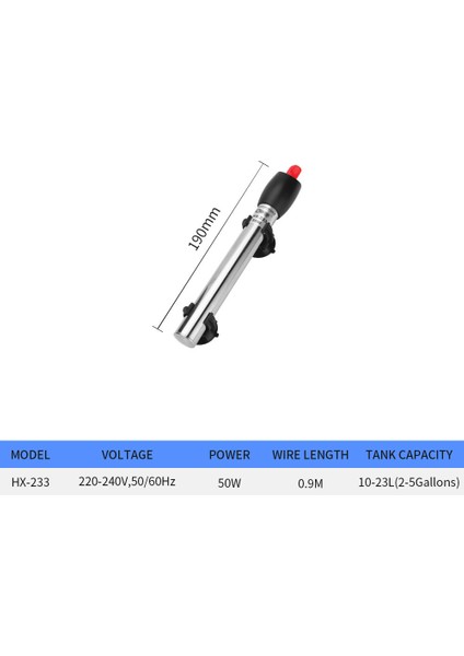 HX-233-50W Stili Ingıltere Fişi Akvaryum Isıtıcı Dalgıç Paslanmaz Çelik Ayarlanabilir Otomatik Akvaryum Balık Tankı Su Sıcaklığı Termostat Isı Kontrolü (Yurt Dışından)