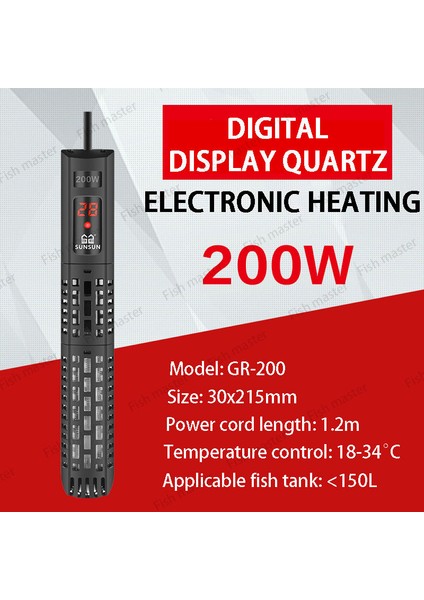 GR-200W Stili Ingiltere Adaptör Fişi Akvaryum Cam Balık Tankı Isı Ayarlamalı 220V Termostat Isıtıcı Isıtma Çubuğu Akvaryum Aksesuarları (Yurt Dışından)