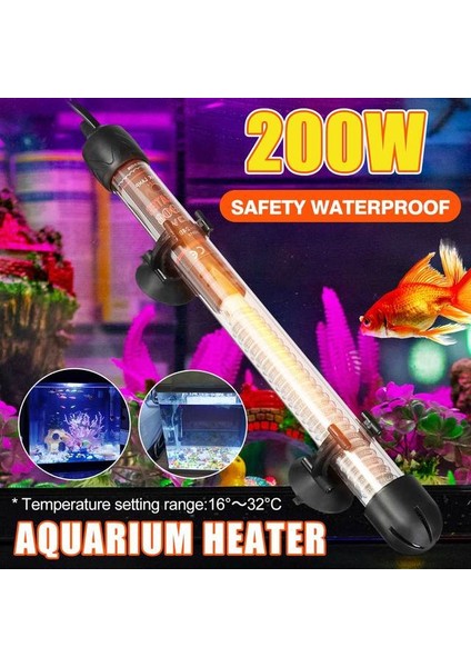 200W Tarzı Akvaryum Daldırma Balık Tankı Otomatik Su Isıtıcısı Sabit Sıcaklık Kontrol Isıtma Çubuğu 25W 50W 100W 200W 300W (Yurt Dışından)