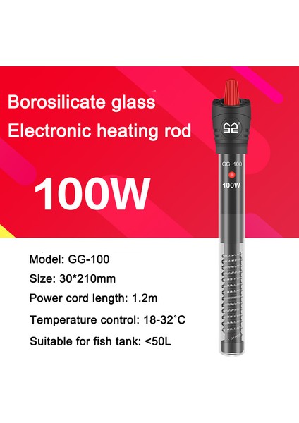 GG100W Stili Akvaryum Dijital Ayarlanabilir Su Isıtıcı Çubuğu LCD Ekran Balık Tankı Submersible Isıtıcı Kesin Sıcaklık Kontrolü (Yurt Dışından)