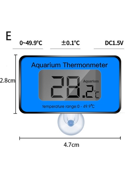 E Stili Akvaryum Termometresi Balık Tankı Daldırılabilir Cam Termometre Aksesuarları Suyun Sıcaklığını Ölçmek Için Su Geçirmez Emme Kupası (Yurt Dışından)