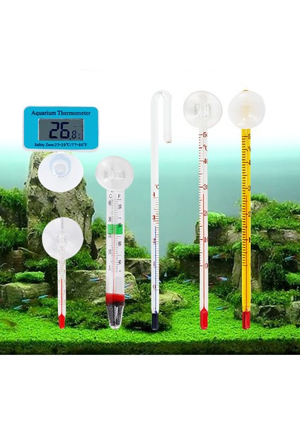 E Stili Akvaryum Termometresi Balık Tankı Daldırılabilir Cam Termometre Aksesuarları Suyun Sıcaklığını Ölçmek Için Su Geçirmez Emme Kupası (Yurt Dışından) fırsatları