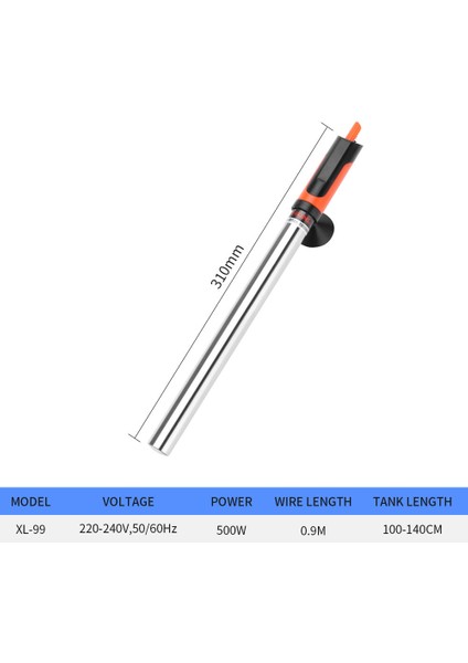 XL-99-500W Stili Au Fiş Yeni Akvaryum Isıtıcı Çubuk Paslanmaz Çelik Ayarlanabilir Derece Celsius Sıcaklık Kontrolü Balık Tankı 50~500W (Yurt Dışından)