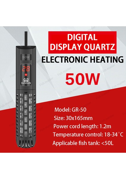 Gr-50 50W Tarzı Au Adaptör Fişi Sunsun Denizsuyu Mercan Balığı Tankı Isıtma Çubuğu - Tuzlu Su Cam Isıtma Çubuğu - Dijital Ekranlı Akvaryum Isıtma Çubuğu Isıtıcı (Yurt Dışından)
