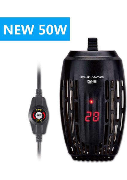 Yeni ZY-50W Stili 220V Ab Fişi Küçük Balık Tankı Mini Isıtıcı Düşük Su Seviyesi Kaplumbağa Tankı LED Dijital Ekran Isıtıcı Otomatik Sıcaklık Patlama Korumalı Isıtma (Yurt Dışından)