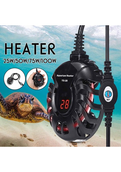 100W Tarzı Abd Fişi 220V Akvaryum Isıtıcı Mini Elektrikli Isıtma Çubukları Dijital Sıcaklık Kontrol Cihazı Balık Tankı Kaplumbağa Tankı Isıtıcı 25W 50W 75W 100W (Yurt Dışından)