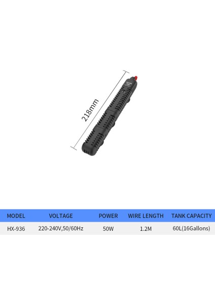 HX936-50W Stili Au Fişi Akvaryum Isıtıcı Koruyucu Kılıflı Akvaryum Termostat Daldırma Otomatik Isıtıcı Için Akvaryum Balık Tankı Su Isıtma Çubuğu (Yurt Dışından)