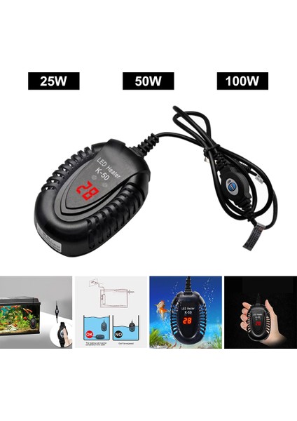 25W Tarzı Dijital Akvaryum Daldırma Isıtıcı Mini Sıcaklık Göstergeli Termostat (Yurt Dışından)