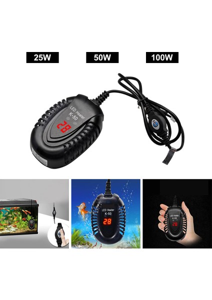 25W Tarzı Dijital Akvaryum Daldırma Isıtıcı Mini Sıcaklık Göstergeli Termostat (Yurt Dışından)