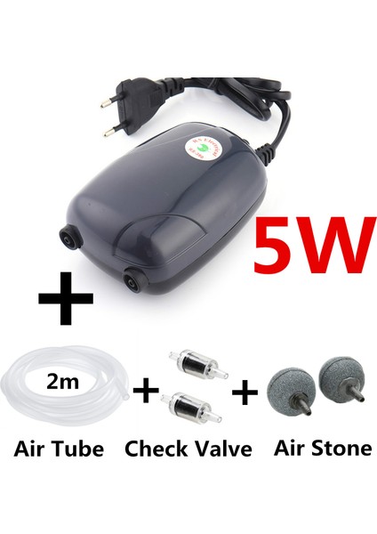 5W-TUBESTONEVALVE Stili Au Fişi 220V Sessiz Akvaryum Hava Pompası Mini Su Ürünleri Hava Kompresörü Balık Tankı Oksijen Yapıcı Pompası Akvaryum Aksesuarları Tek Çift Çıkışlı (Yurt Dışından)