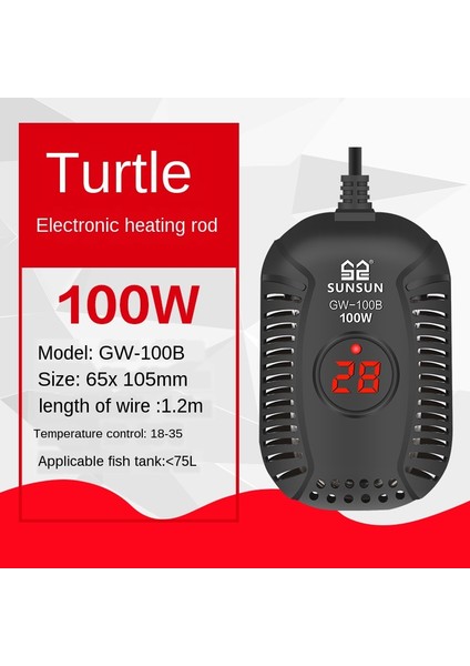 100W Tarzı Kaplumbağa Isıtma Akvaryum Isıtıcı Akvaryum Elektrikli Isıtma Çubukları Dijital Sıcaklık Kontrol Cihazı Balık Tankı Kaplumbağa Tankı (Yurt Dışından)
