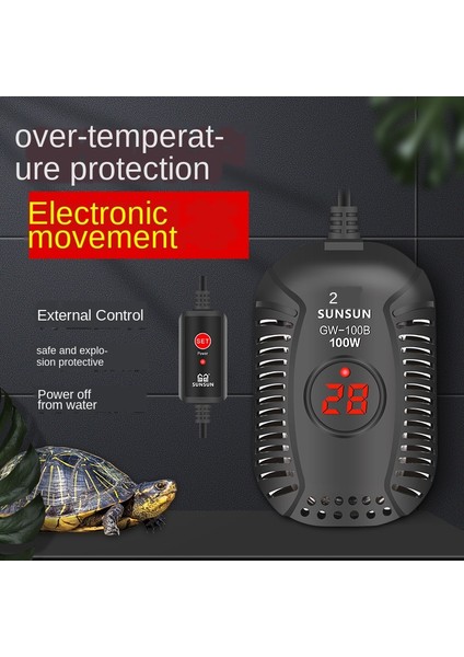 100W Tarzı Kaplumbağa Isıtma Akvaryum Isıtıcı Akvaryum Elektrikli Isıtma Çubukları Dijital Sıcaklık Kontrol Cihazı Balık Tankı Kaplumbağa Tankı (Yurt Dışından) fiyatları