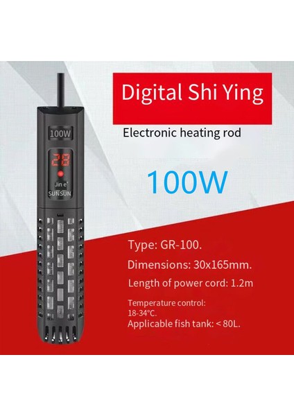 100W Tarzı Ingiltere Fiş Adaptörü Akvaryum Daldırma Isıtıcı Balık Tankı LCD Ekran Dijital Ayarlanabilir Su Isıtma Çubuğu Sabit Sıcaklık Kontrolü 500W (Yurt Dışından)