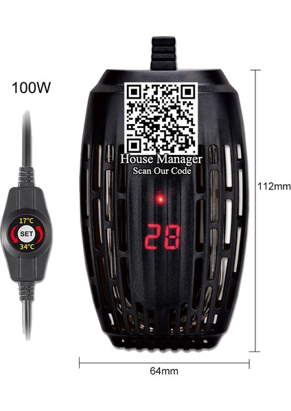 100W Tarzı Ab Fiş Adaptörü 220V Ayarlanabilir Sıcaklık Termostat Isıtıcı Çubuk 25W Daldırma Akvaryum Balık Kaplumbağa Tankı Su Kontrolü (Yurt Dışından)