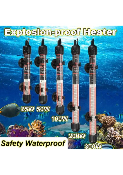 3xkoruyucu Kapak Stili Avrupa Fişli Akvaryum Daldırma Balık Tankı Otomatik Su Isıtıcı Sabit Sıcaklık Kontrol Isıtma Çubuğu 25W 50W 100W 200W 300W (Yurt Dışından) modelleri