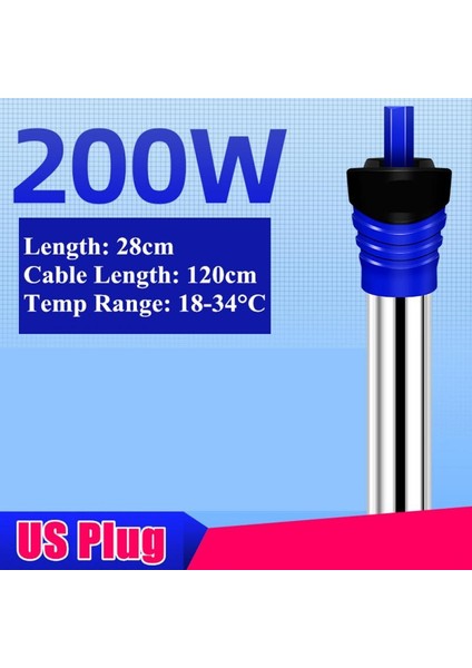 110V Abd 200W Tarzı Akvaryum Otomatik Sabit Sıcaklık Isıtma Çubuğu Enerji Tasarruflu Isıtıcı Paslanmaz Çelik Isıtma Balık Tankı Akvaryum Aksesuarları (Yurt Dışından)