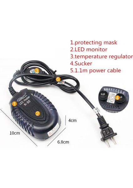 K-50 100W Stili Ab Adaptör Fişi Küçük Balık Tankı Mini Isıtıcı Düşük Su Seviyeli Kaplumbağa Tankı LED Dijital Ekran Isıtıcı Otomatik Sıcaklık Patlamaya Dayanıklı Isıtma (Yurt Dışından) fiyatları