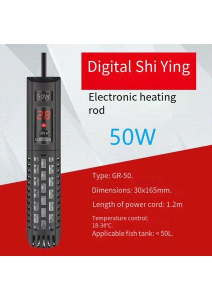 50W Tarzı Au Fiş Adaptörü Akvaryum Daldırma Isıtıcı Balık Tankı LCD Ekran Dijital Ayarlanabilir Su Isıtma Çubuğu Sabit Sıcaklık Kontrolü 500W (Yurt Dışından)