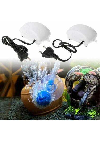 Gümüş Tarzı Abd Avrupa Birliği Akvaryum Hava Pompası Balık Tankı Mini Kompresör Tek Çift Çıkışlı Kontrol Valfi Hortum Su Ürünleri 2W (Yurt Dışından) fırsatları