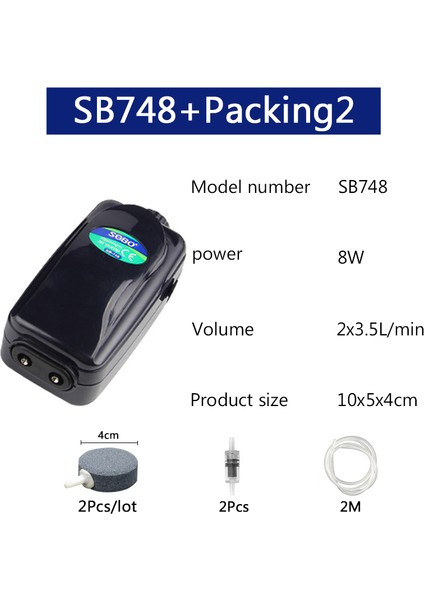 SB748 Ambalaj2 Stili Ab Fişi Süper Güçlü 8W 12W Balık Tankı Oksijen Hava Pompası Balık Akvaryumu Hava Kompresörü Ayarlanabilir Hava Akışı Oksijen Pompası Için Balık (Yurt Dışından)