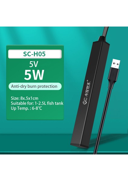 SC-H05 Stili USB Mini Balık Tankı Isıtma Çubuğu Daldırılabilir Otomatik Sabit Sıcaklık Isıtma Küçük Kaplumbağa Tankı Akvaryum Su Isıtıcısı (Yurt Dışından)