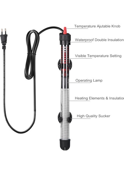 100W Tarzı Ab Fiş 220V Yüksek Kaliteli Daldırma Isıtıcı Isıtma Çubuğu 25W 50W W W W Için Akvaryum Balık Tankı Ayarlanabilir Sıcaklık Termostatı (Yurt Dışından) indirimleri