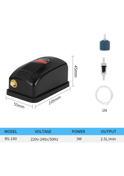 3WAAKSESUAR Stili 3W Balık Tankı Küçük Havalandırma Pompası Oksijen Pompası 220V Akvaryum Oksijen Pompası Sessiz Balık Üretim Havalandırma Pompası Ab Abd Ing Aus Fişi (Yurt Dışından)