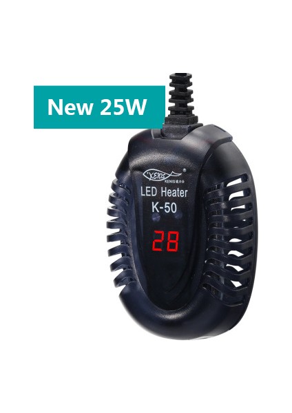 Yeni K50 25W Stili Ab Fişi Küçük Balık Tankı Mini Isıtıcı Düşük Su Seviyeli Kaplumbağa Tankı LED Dijital Ekran Isıtıcı Otomatik Sıcaklık Patlama Koruma Isıtma (Yurt Dışından)