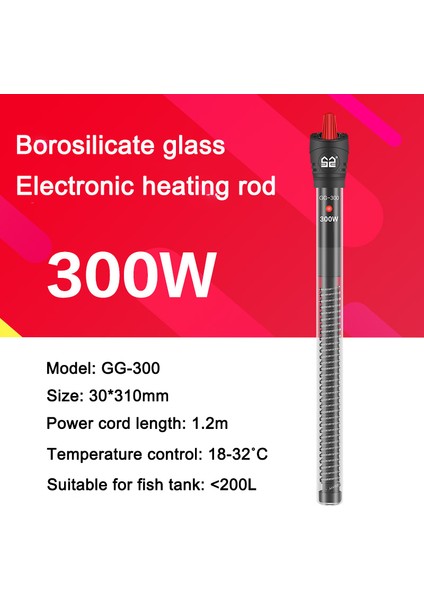 GG300W Stili Akvaryum Daldırma Isıtıcı Balık Tankı LCD Ekran Dijital Ayarlanabilir Su Isıtma Çubuğu Hassas Sıcaklık Kontrolü 220V (Yurt Dışından)