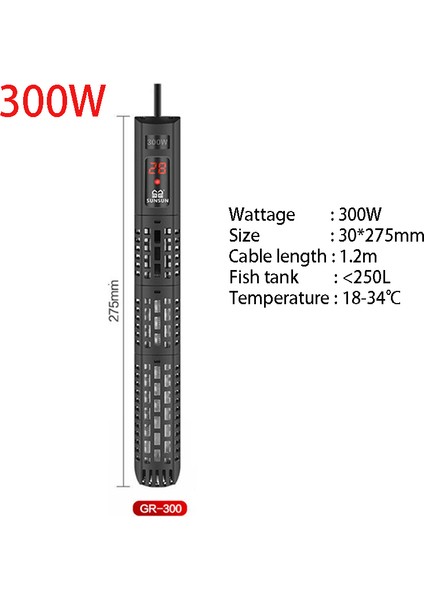 300W Tarzı Ingiltere Fişi Akvaryum Daldırma Isıtıcı Balık Tankı LCD Ekran Dijital Ayarlanabilir Su Isıtma Çubuğu Sabit Sıcaklık Kontrolü 220V (Yurt Dışından)