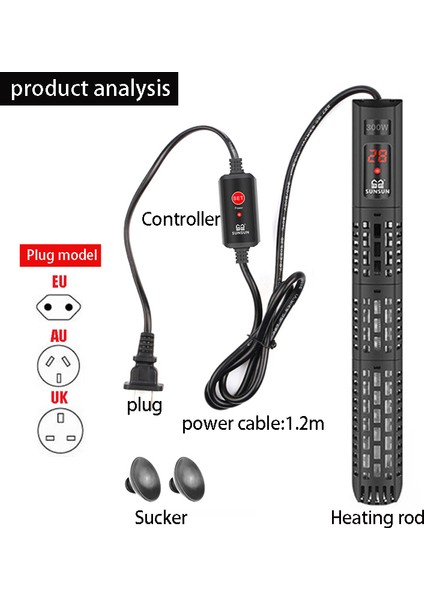 200W Tarzı Ingiltere Fişi Akvaryum Daldırma Isıtıcı Balık Tankı LCD Ekran Dijital Ayarlanabilir Su Isıtma Çubuğu Sürekli Sıcaklık Kontrolü (Yurt Dışından) modelleri
