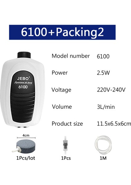 6100 Paketleme2 Tarzı Ab Fişi Jebo Süper Akvaryum Hava Pompası Kompresörü Balık Tankı Için Ayarlanabilir Sessiz Hava Kontrolü Akvaryum Aksesuarı (Yurt Dışından)